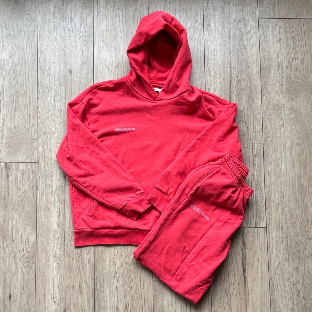 PANGAIA Red Hoodie Sweatpants Set Mens M Unisex PPMINT Cotton Tracksuit Cotton
